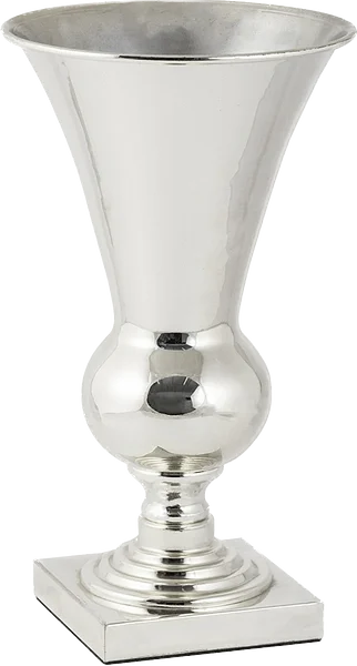 Vaso Cone em Metal Prateado